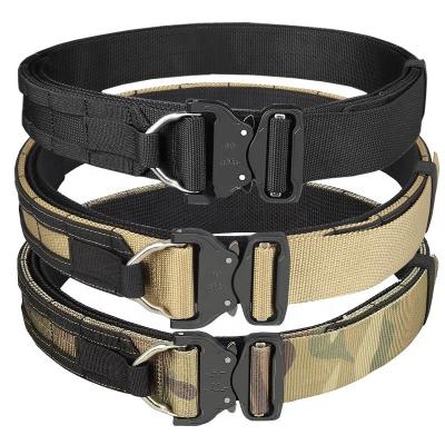 China Factory Direct 600D Heavy Duty Adjustable Security Laser-Cut Double Material Nylon Belt Men's Tactical Belt for sale