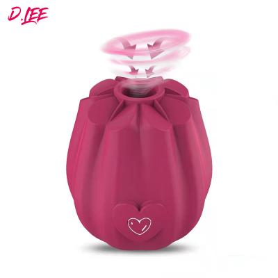 China ABS Vibrator Sex Tongue Licking Rose Sucker Rose Vibrator Massage Use For Female 4 Color For Chose Magnetic Charger Drop Shipping for sale