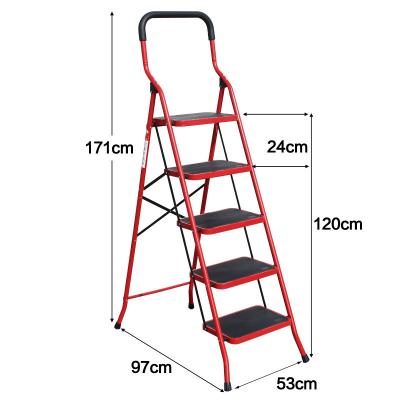 China Folding Ladders Sturdy Heavy Duty Step Ladder 2 Feet - Large Ladder Step Lightweight Portable Red Wide Stool 38X26CM for sale