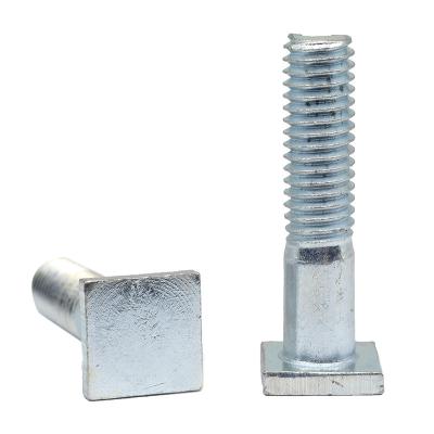 China Stainless Steel Directly Supplied High Tensile White Zinc Carbon Steel Half Thread Screws Square Head Bolts for sale