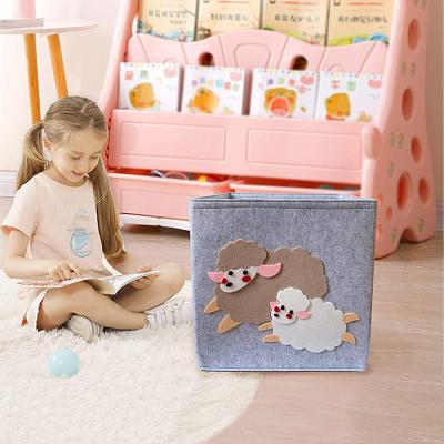 China 2021 Viable Foldable No Animal Cube In Woven Fabric Style Felt Storage For Toy Collection for sale