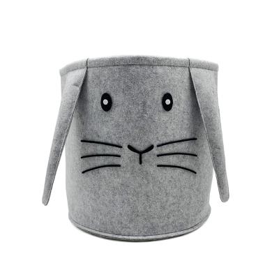 China Cute Rabbit 3mm Thickness Living Room Kids Living Room Cute Animals Organizer Felt Storage Bag for sale