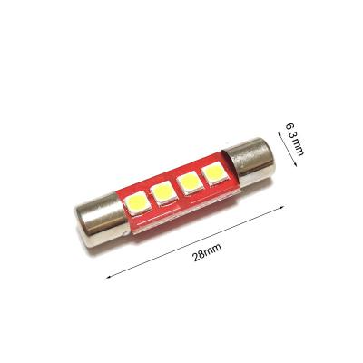 China Universal Led 12V C5W 28mm Fuse T6.3 Chip Bulb 4SMD 3030 Chip Plate Festoon LED Light 31mm Universal Slim for sale