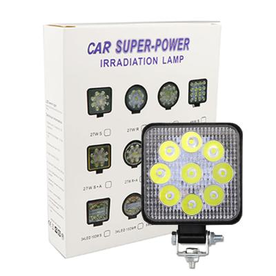 China Wholesale Auto Working Light DC12V 24V 4inch 9beads System 27W LED White Bright White Light for Truck Tractor Bulb Offroad WORK LIGHT for sale