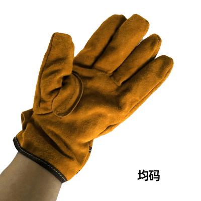 China Cowhide Polyester Outdoor BBQ Warm Hand Set Heat Resistant And Heat Insulated Cowhide Gloves BBQ Camping Tools for sale