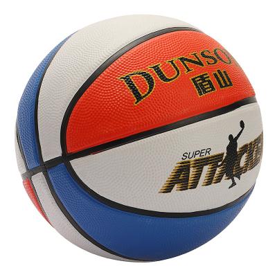 China Foot Basket Row Sports Student Basketball Adult Rubber Sports Goods Pat Ball Tricolor Basketball for sale