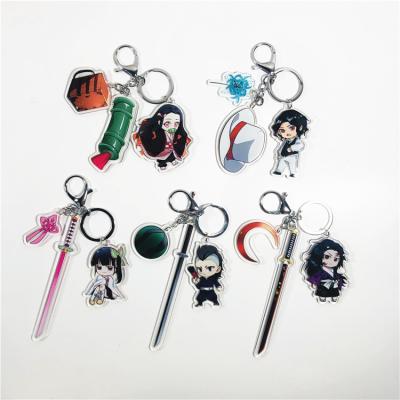 China Carry Anime Demon Slayer Double Weapon Side Pendant Kimetsu No Yaiba Acrylic Key Chain for sale