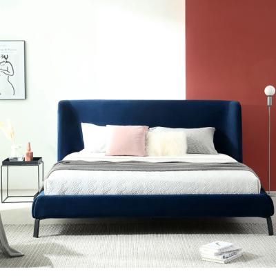 China (Other) Adjustable Modern Chinese Minimalist Bedroom Furniture Velvet King Bed R10 for sale