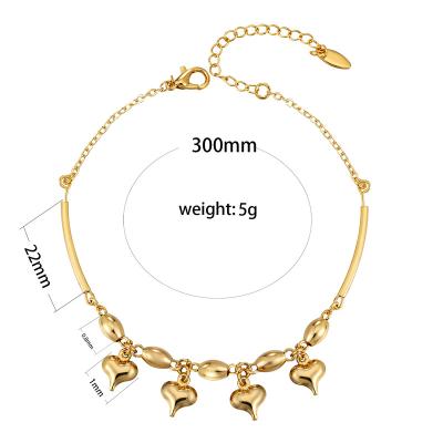 China Beautiful 18k Heart Shaped Beaded Anklet Elfic Summer Romantic Charm Bracelet for sale