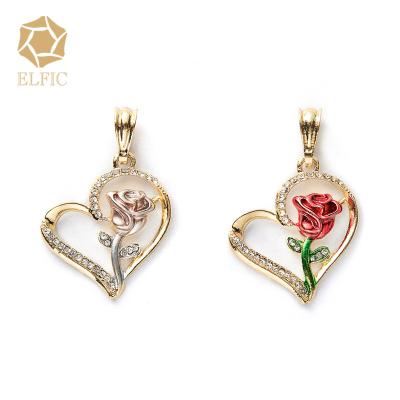 China Fashion Pendant Women's Not Allergy Elfic 18k Alloy Heart Rose Jewelry Charm Gift Necklace for sale