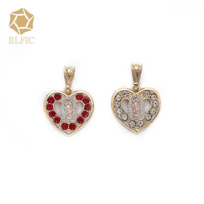 China Not Allergy Newly Designed Zircon Elfic Inlaid Virgin Mary Heart Shaped Pendant for sale