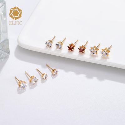 China Wholesale Fashion Bohemian Elfic 14k Gold Plated Cute Heart Star Shape Small Heart Shape Zircon Stud Earrings Zircon Joyeria Joyas for sale