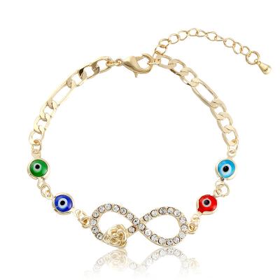 China Elfic Fashion 8 Word Bracelet Religious Hot Selling Colorful 14k Gold Eye Bangle for sale