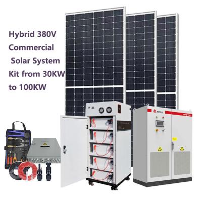 China VAST SUN Commercial Hybrid 150KW 3 Phases 380V 220V Commercial Solar System Kit Set Feed Back for sale