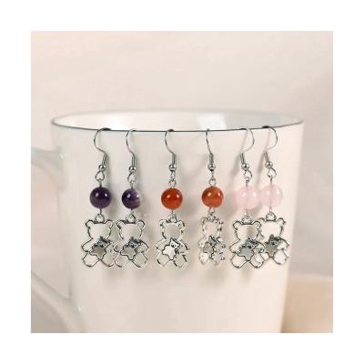 China Fashion Wholesale Low Price Crystal Hook Amethyst Natural Earring Glass Earrings for sale