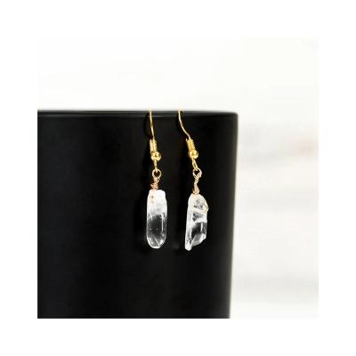 China Fashion Natural White Earings Crystal Earring Pin Bail Crystals Healing Stones for sale