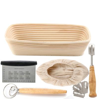 China Wholesale Viable Bread Proofing Basket Set Sourdough Bannetons Bread Baking Molds Bakery Tools Bread Lame Dough Beater Scraper for sale