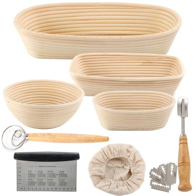 China Bannetons Viable Wholesale Round Bread Sourdough Basket Proofing Bread Molds Baking Bakery Tools Dought Scraper for sale