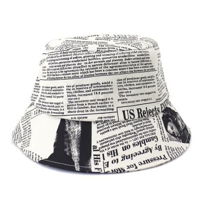 China New designer vintage fishman hat fashion sun hats newspaper print pattern casual cotton softly air bucket hat high quality for sale