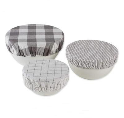 Κίνα Sustainable Eco-Friendly Cotton Washable Glass Bowl With Reusable Cover Elastic Fresh Keeping Bowl Cover προς πώληση