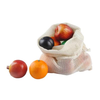 China 100% Reusable 100% Cotton Mesh Produce Bags Mesh Vegetable Bags Eco-friendly 36*40cm en venta