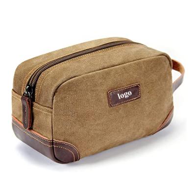 China Reusable Custom Portable Canvas Travel Toiletry Bag Toiletry Organizer Dopp Kit Men Shaving Bag For Men en venta