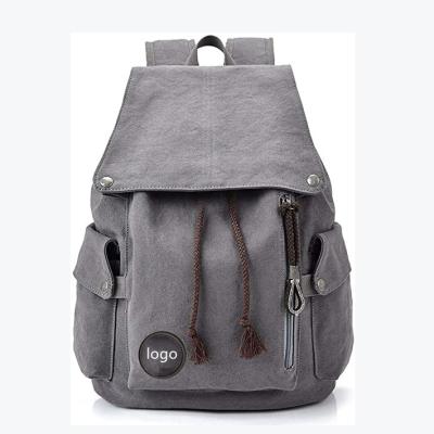 China Anti-theft Custom Canvas Backpack Vintage Daypack Backpack For Men Women Laptop School Travel Rucksack Gray en venta