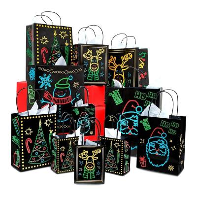 China Recyclable Custom Christmas Holiday Glow in the Dark Gift Bag for sale