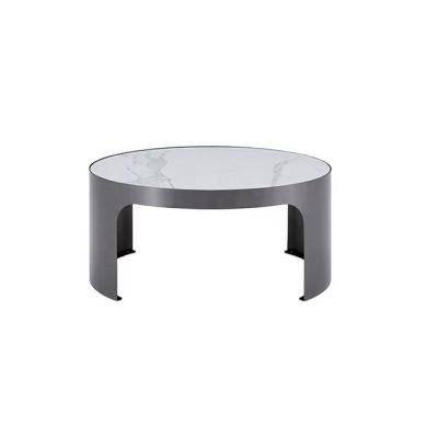 China (Others)Modern Adjustable Metal Legs Marble Top Coffee Table Luxury Round Sectional Tea Table With Stainless Steel Frame for sale