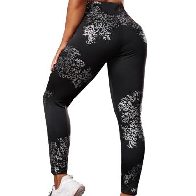 China 2021 High Scuff Resistance Women's Waist Snowflake Stamping Print Running Slim Breathable Plus Size Yoga Gaiters Pants for sale