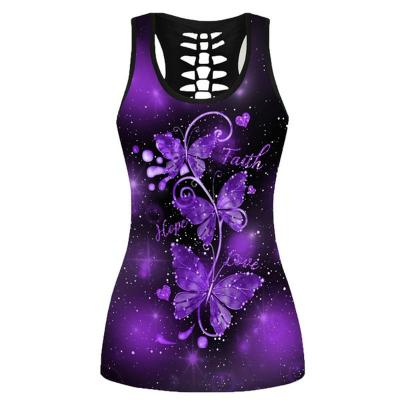 China Reversible Ladies Sleeveless T-Shirt Printed Sports Invest Casual Summer Ladies for sale