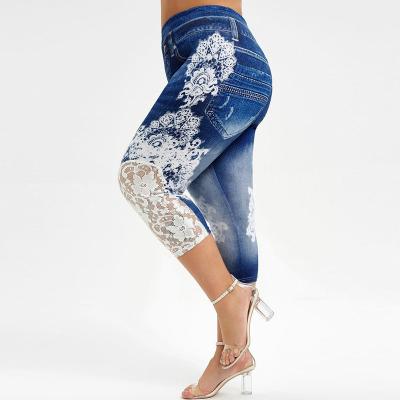 China Breathable Women's Plus Size Fashion Lace Printing Stretch Self Cultivation Outlet Leisure Sports Yoga Quilting Running Leggings for sale