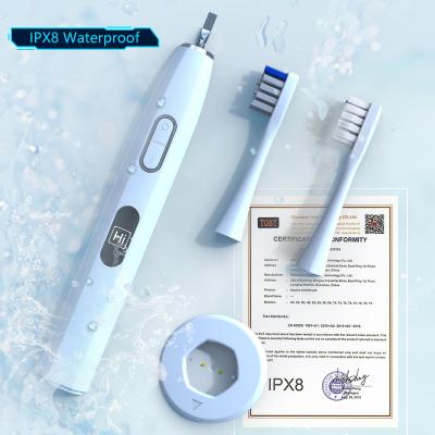 China Custom Logo Oem Logo Battery Operated Rechargeable Rotary Adjustable Adjustable Display Deep Clean Battery Smart Sonic Electric Rotating Toothbrush With for sale