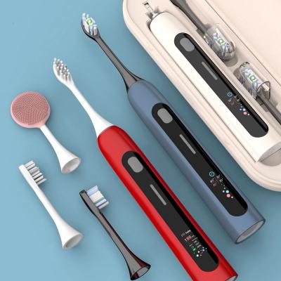 China Sonic Teeth Whitening Ipx 7 Battery Operated Smart Home Use Cleaning Tools Dupont Display Bristled Electric Toothbrush for sale