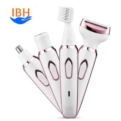 China 4 in 1 Hair Remover Set Hot Selling Amazon Beauty Painless 4 in 1 Hair Removal Lady Razor Women Epilators Face Nose Ear Eyebrow Electric Hair Trimmer for sale