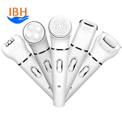 China 5 in 1 multifunctiona 5 in 1 Beauty Skin Care Callus Remover Lady Shaver Facial Cleansing Sweep Legs Arms Bikini Hair Remover Epilator for sale