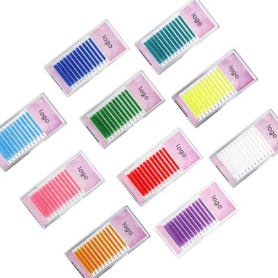 China Tray Silk Colored False Mink Individual Colored Eye Lashes Private Label Color Natural Eyelash Extension for sale