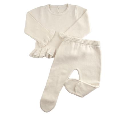 China Anti-Shrink Baby Clothes Soft Two Piece Set Newborn Baby Wears Silk Cotton Sweater Pants Suit Infant Toddler Baby Wears Spring for sale