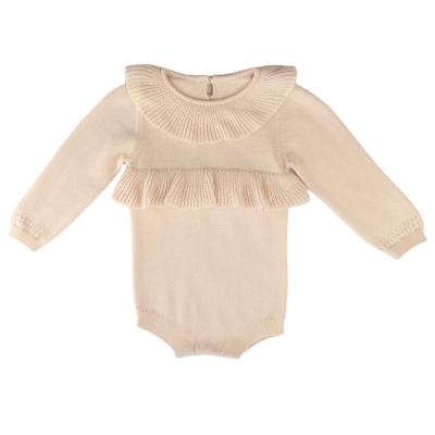 China New Arrival Vintage Anti-pilling Baby Knit Jumpsuits Long Sleeve Doll Collar Babies Sweater Knitted Romper for sale