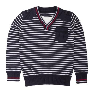 China Latest Baby Boy Sweater Anti Shrink Design 100%cotton Long Sleeve Pullover Kids Boys Striped Sweater for sale