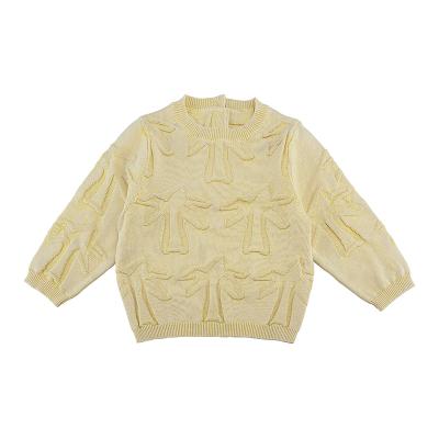 China New Design Custom Anti Shrink Knitting Patterns Kids Girls 3D Applique Pullover Sweater for sale