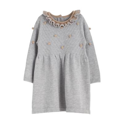 China New arrival fashion winter 100% cotton babies sweater anti-shrink dress for little girls for sale