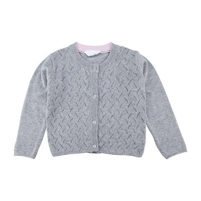 China Wholesale Cheap Gray Pattern Long Sleeve Cardigan Sweater Anti-Shrink Hollow Out For Kid Girls for sale