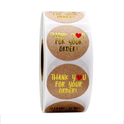 China Wholesale Anti-Counterfeit Customized Foreign Trade Kraft Paper Gilding Red Heart Thank You Stickers Sticker Labels 500 Pcs/Roll for sale