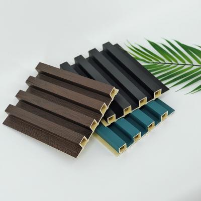 Chine waterproof fluted WPC wall panel pvc wall covering fibre bamboo decorative panel rejilla de pvc à vendre