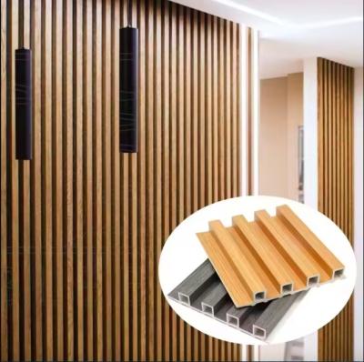 Cina popular wpc wall panel for indoor decorative wood plastic composite wall panel acoustic panel pvc wall ceiling panel in vendita