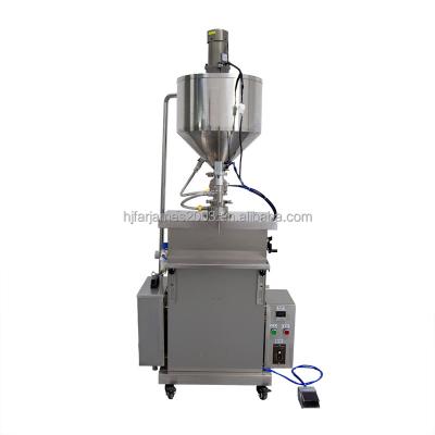 China Food Honey Edible Oil Hot Liquid Paste Filler Sugar Chocolate Sauce Shampoo Filling Machine Price Thick With Mixer And Heater » for sale