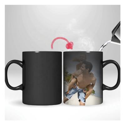 China USA AUS warehouse stocked delivery personalized photo design magic mug with 2 photos magic heat sensitive color changing mugs for sale