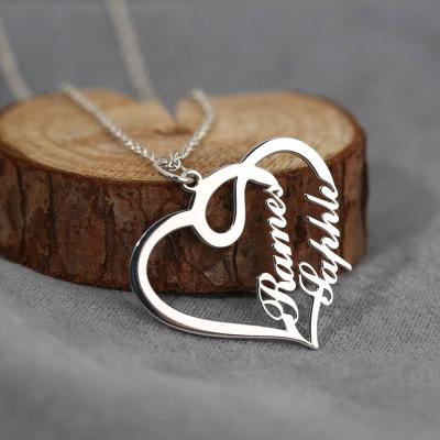 China FASHIONABLE Custom Necklace Love Stainless Steel Heart Women Character Name Pendant Necklace for sale