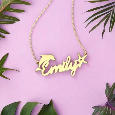 China Necklace personalizado Dropshipping personalized child necklaces jewelry dolphin and star kids name necklace gift for little girl for sale